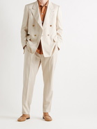 UMIT BENAN B - Andy Weekend Tapered Silk-Twill Trousers - Neutrals