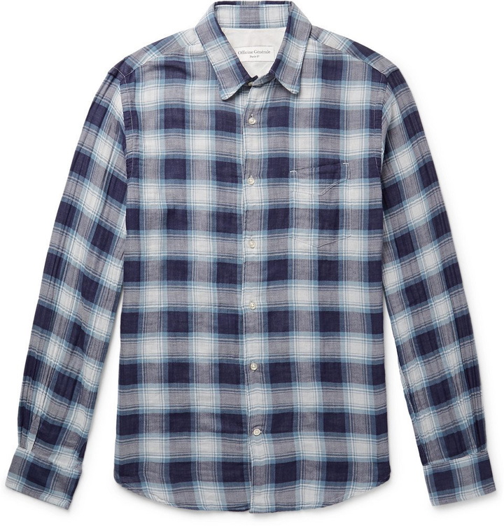 Photo: Officine Generale - Benoit Checked Double-Faced Cotton Shirt - Men - Blue