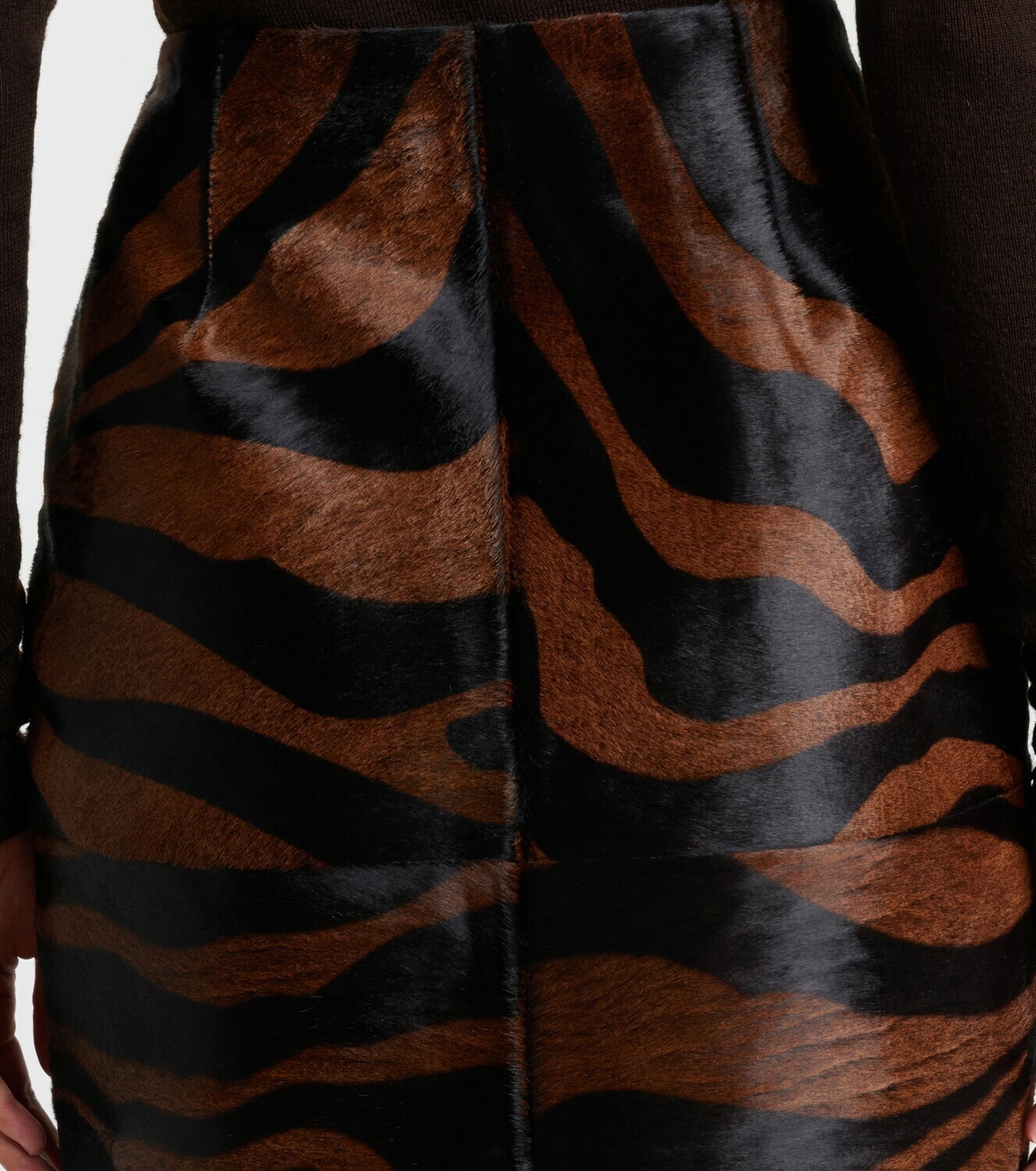 Simkhai Tobiana zebra-print calf hair midi skirt