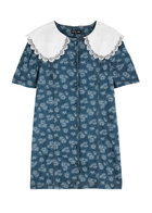 Sister Jane Wildflower Floral-jacquard Chambray Mini Dress Denim