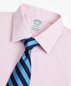 Brooks Brothers Men's Stretch Regent Regular-Fit Dress Shirt, Non-Iron Poplin Ainsley Collar Gingham | Pink