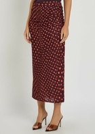 Stella Mccartney Polka dot Mesh Midi Skirt Burgundy