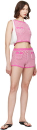 Versace Pink & White Crochet Knit Shorts