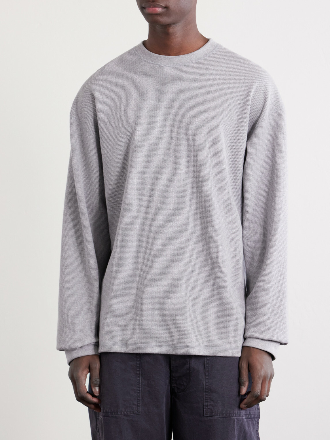 OrSlow - Waffle-Knit Cotton-Blend Sweater - Gray