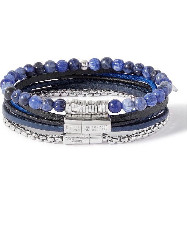Photo: TATEOSSIAN - Set of Three Leather, Sodalite and Sterling Silver Bracelets - Blue