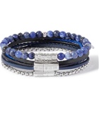 TATEOSSIAN - Set of Three Leather, Sodalite and Sterling Silver Bracelets - Blue