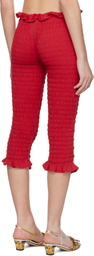 Conner Ives Red Shirred Capri Trousers