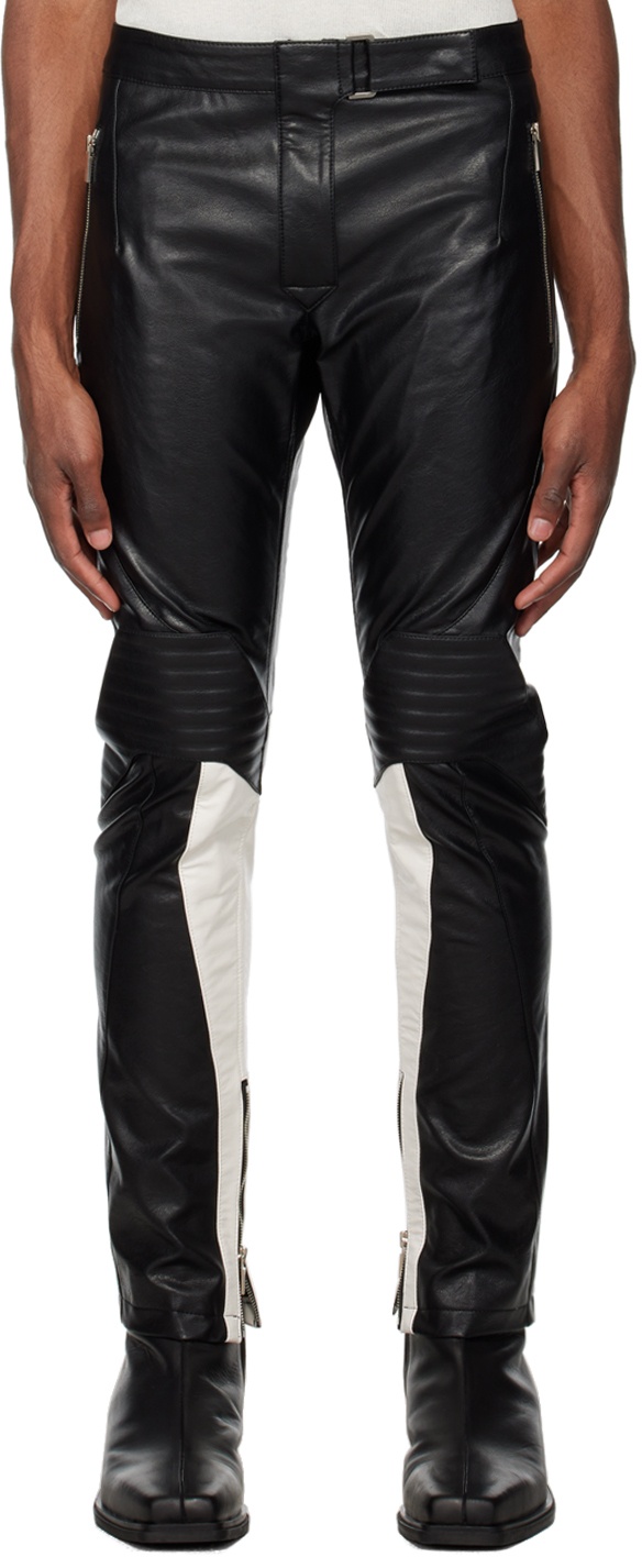 System Black Biker Faux-Leather Trousers System