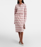 Prada Striped cotton piqué pencil skirt