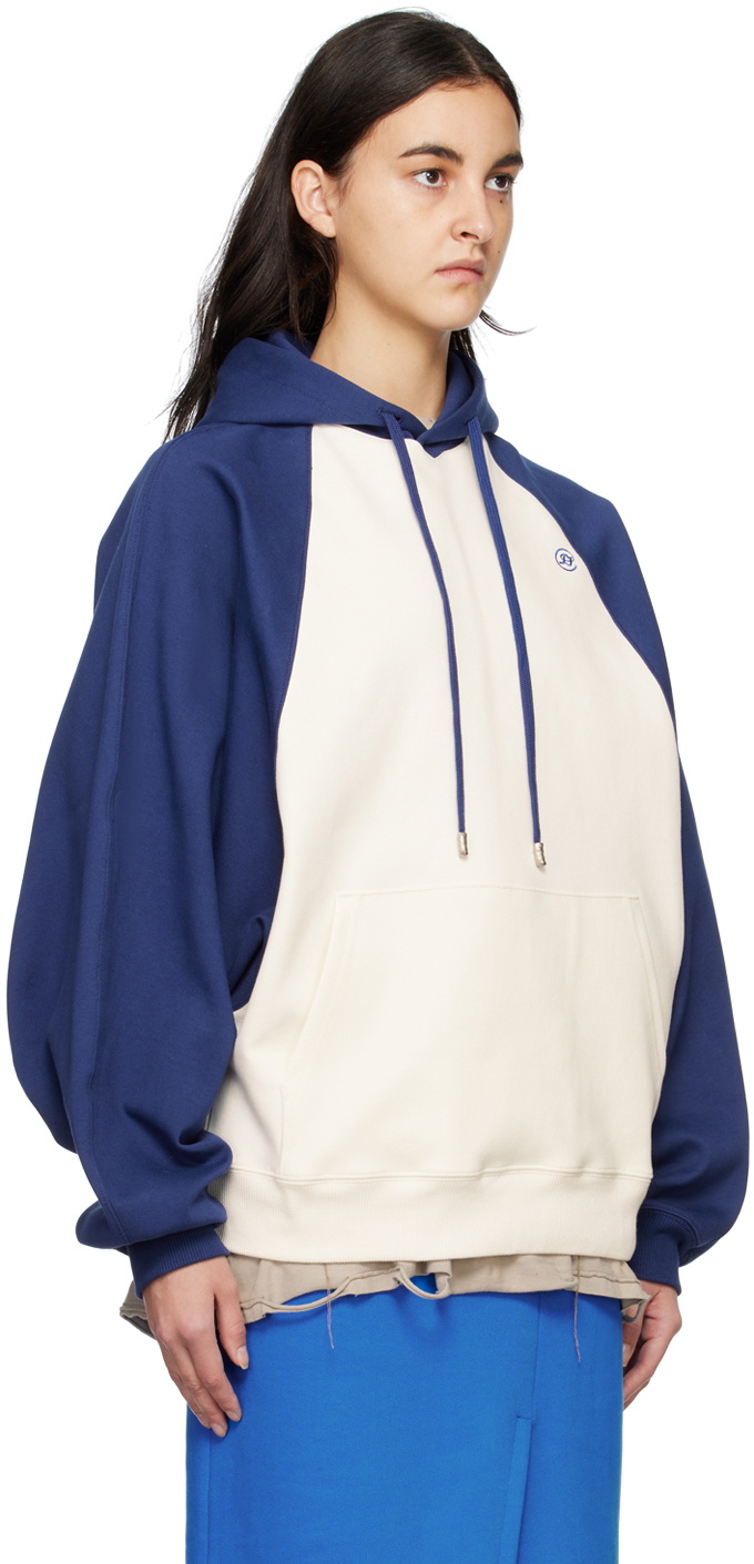 ADER error Navy & White Aglan Hoodie ADER error