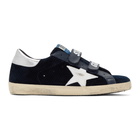 Golden Goose Navy and White Corduroy Old School Superstar Sneakers