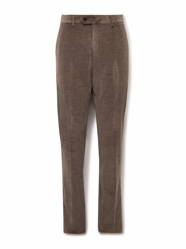 Photo: Caruso - Slim-Fit Straight-Leg Cotton-Blend Corduroy Suit Trousers - Brown