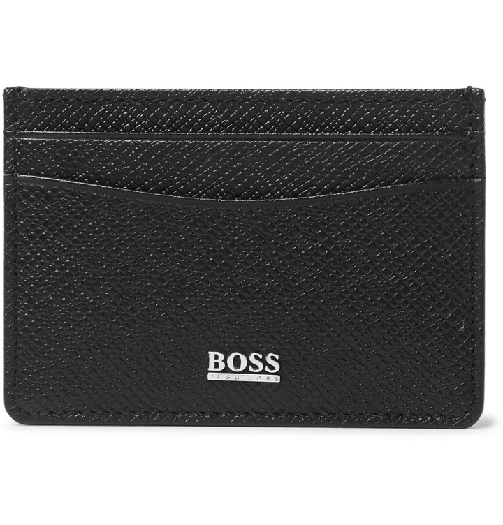 Photo: Hugo Boss - Cross-Grain Leather Cardholder With Money Clip - Black