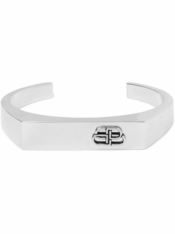 Photo: Balenciaga - Logo-Detailed Silver-Tone Cuff - Silver