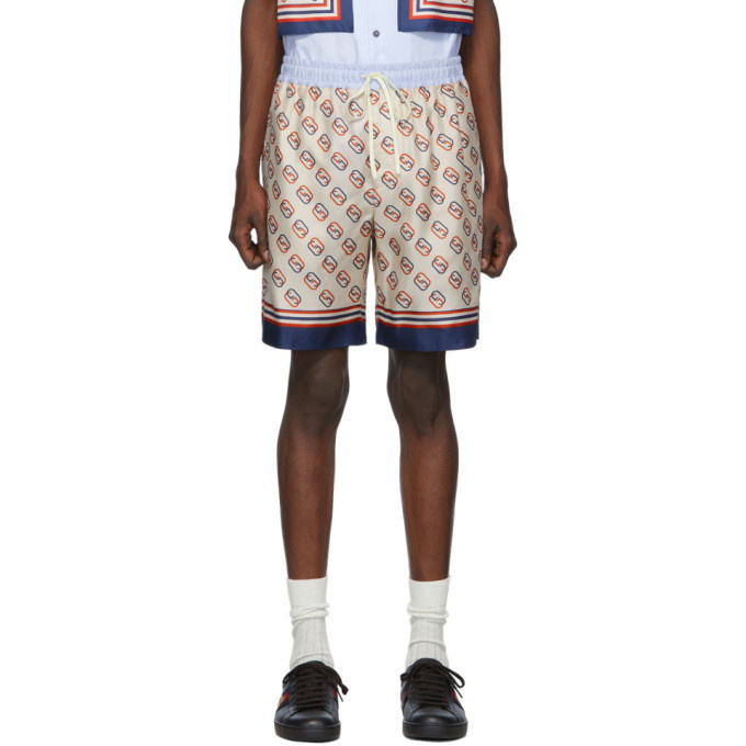 Photo: Gucci Off-White Silk GG Shorts