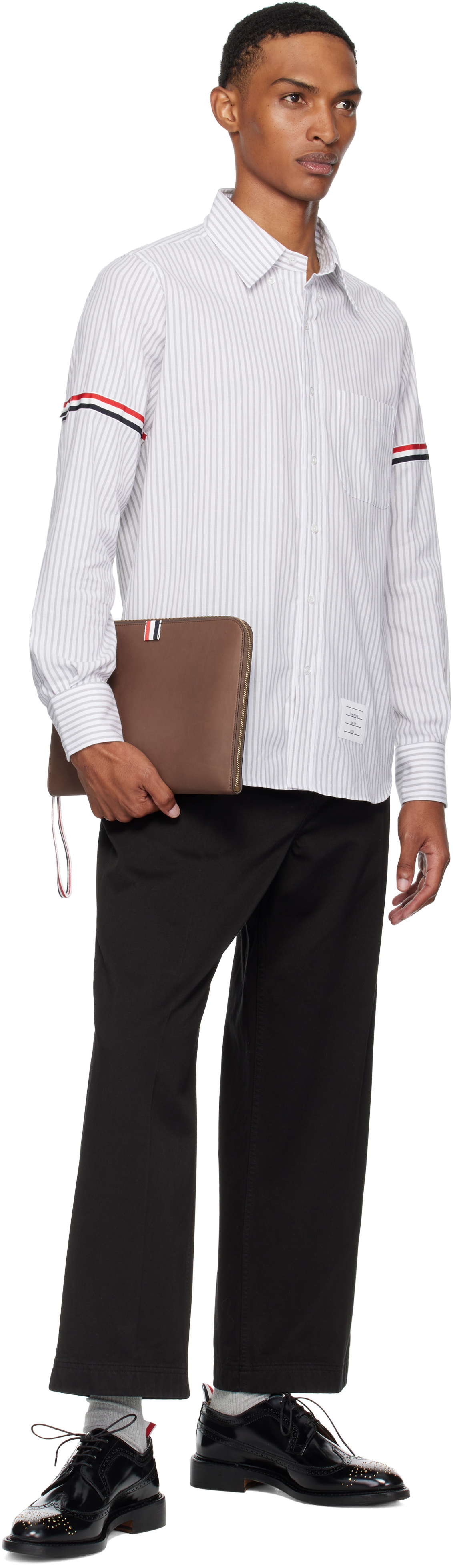Thom Browne Brown Soft Calf Medium Gusset Document Holder
