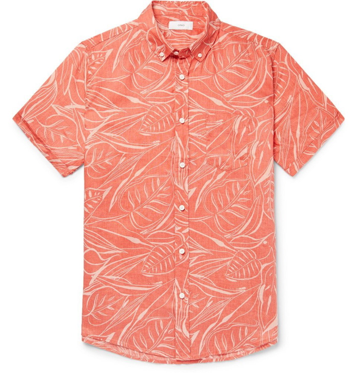 Photo: Onia - Jack Button-Down Collar Printed Slub Linen Shirt - Men - Coral