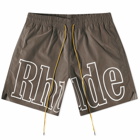 Rhude Men's Logo Swim Short in Dark Grey