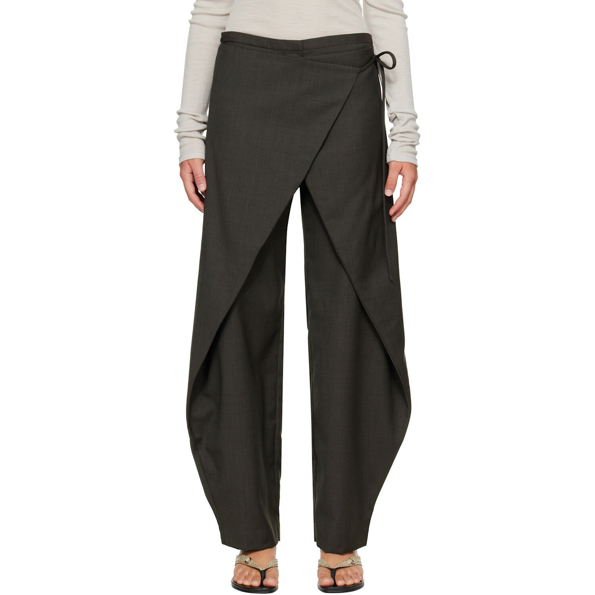 St. Agni Gray Wrap Rouleau Trousers