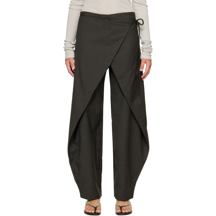 Photo: St. Agni Gray Wrap Rouleau Trousers