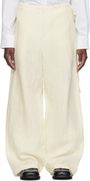 SOSHIOTSUKI Off-White Linen Washer Wide Judo Trousers