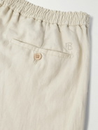 Ralph Lauren Purple label - Dorest Straight-Leg Pleated Silk and Linen-Blend Drawstring Shorts - Neutrals