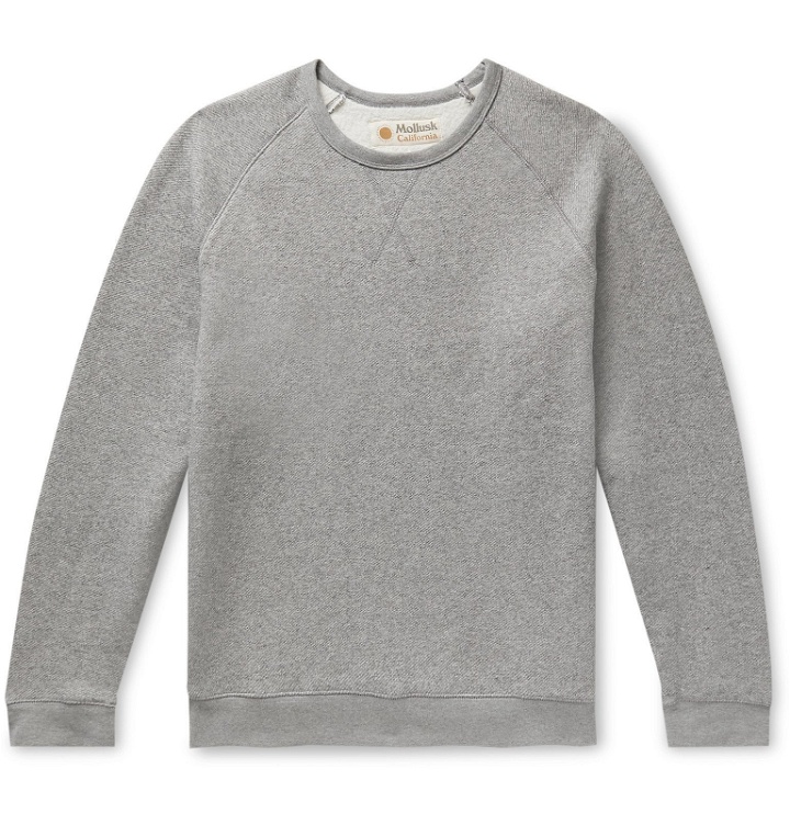 Photo: Mollusk - Mélange Fleece-Back Cotton-Blend Sweatshirt - Gray