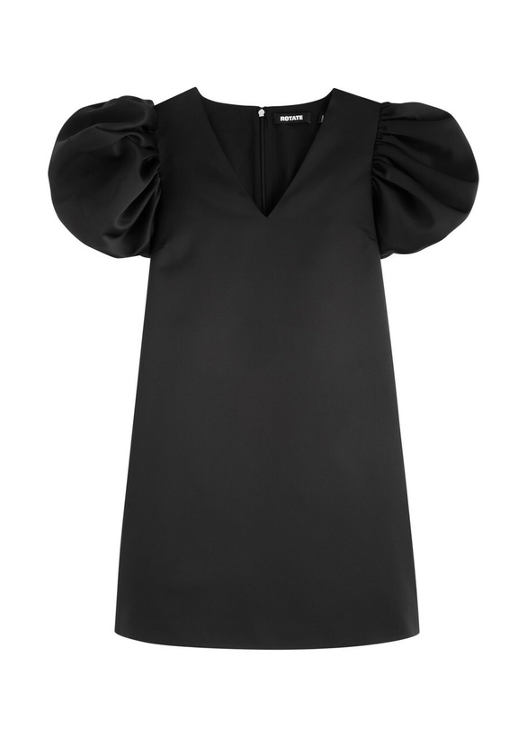 Photo: Rotate Birger Christensen Puff Sleeve Satin Mini Dress Black