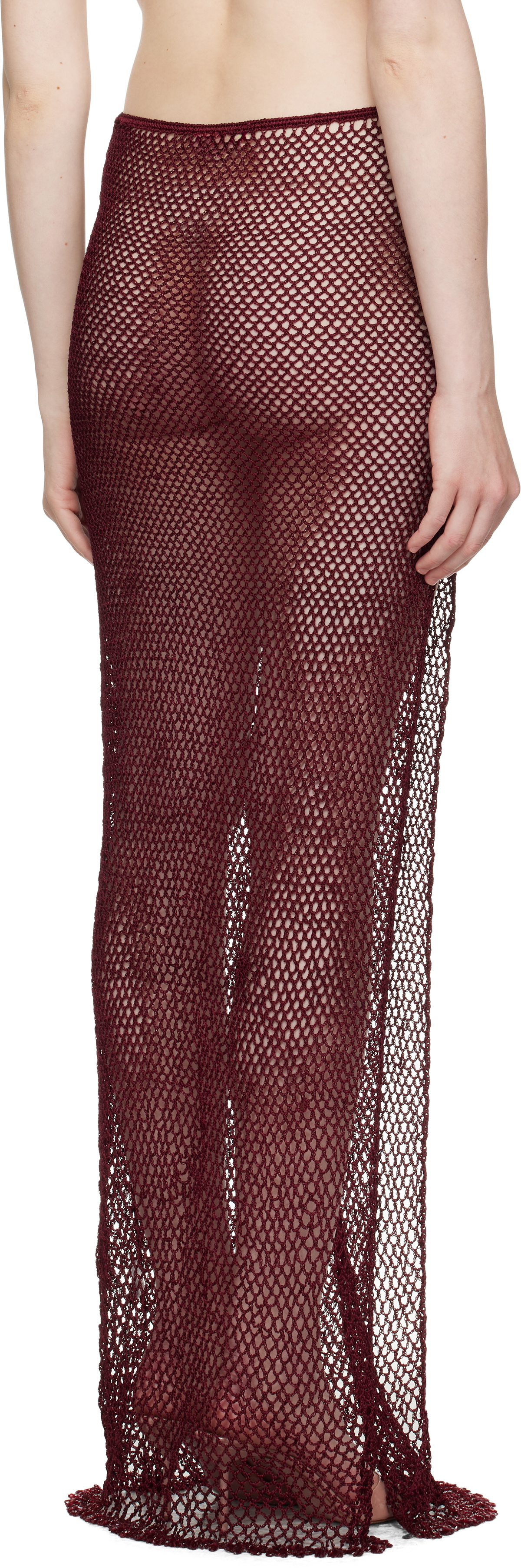 Mirror Palais Burgundy Crochet Tunic Maxi Skirt