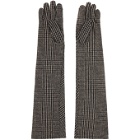Sacai Beige Wool Glen Check Long Gloves