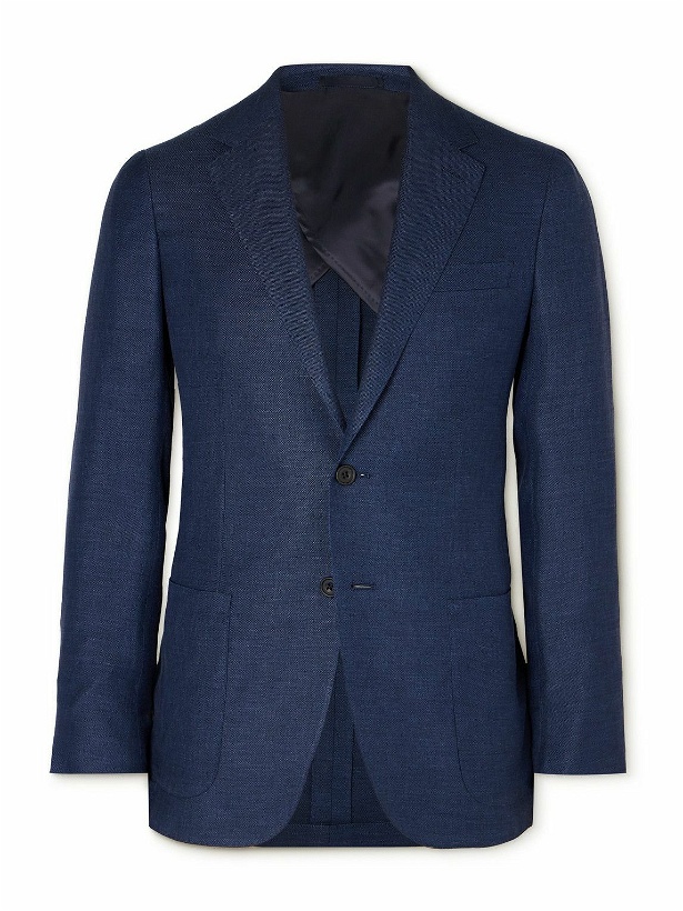 Photo: Kingsman - Wool, Linen and Silk-Blend Hopsack Blazer - Blue