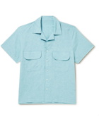Stoffa - Camp-Collar Linen and Organic Cotton-Blend Shirt - Blue