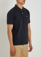 Gant Logo-embroidered Piqué Cotton Polo Shirt Navy