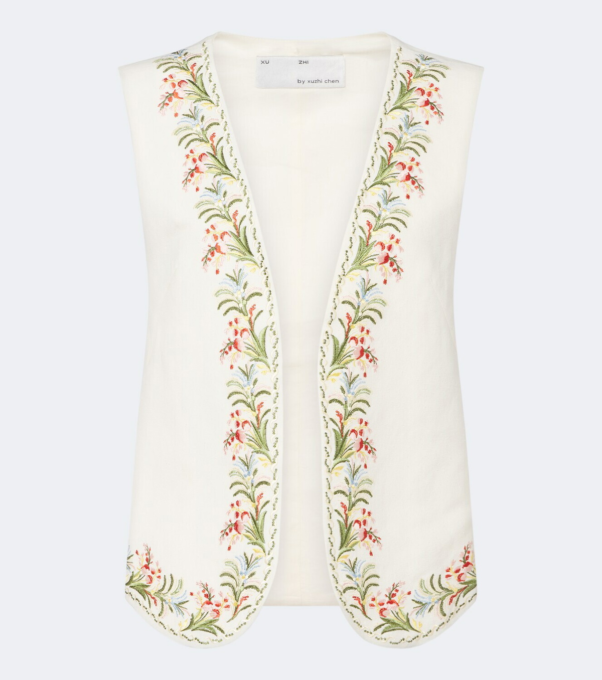 Xu Zhi Embroidered silk and linen vest