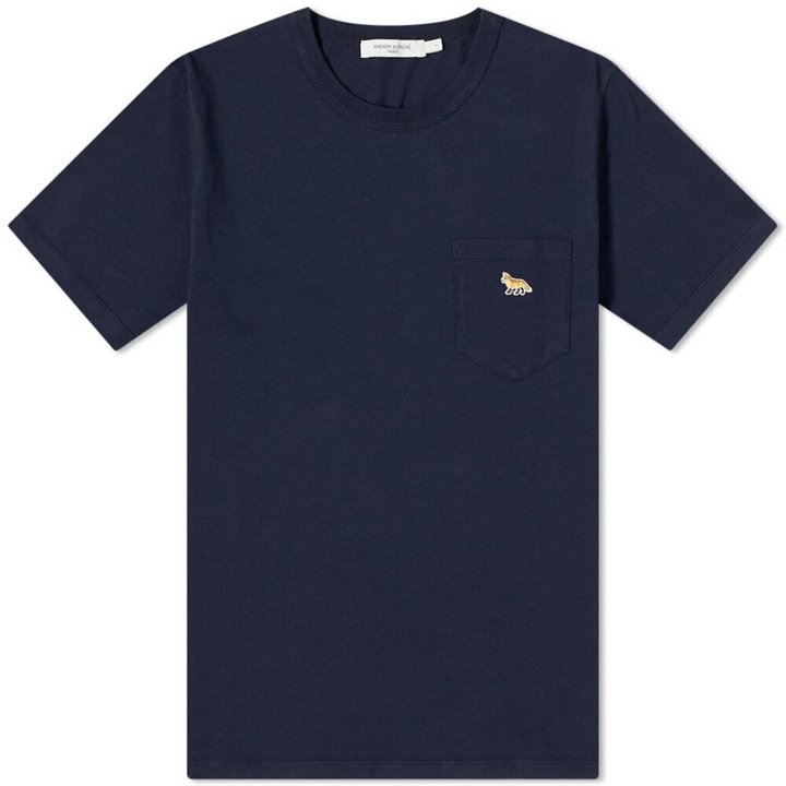 Photo: Maison Kitsuné Men's Profile Fox Patch Pocket T-Shirt in Navy