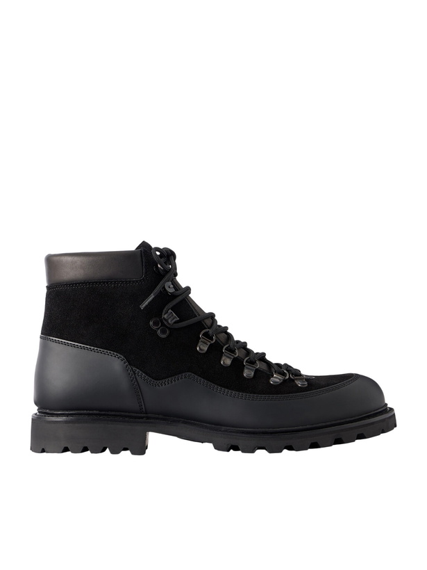 Photo: MORJAS - Leather-Trimmed Suede Hiking Boots - Black