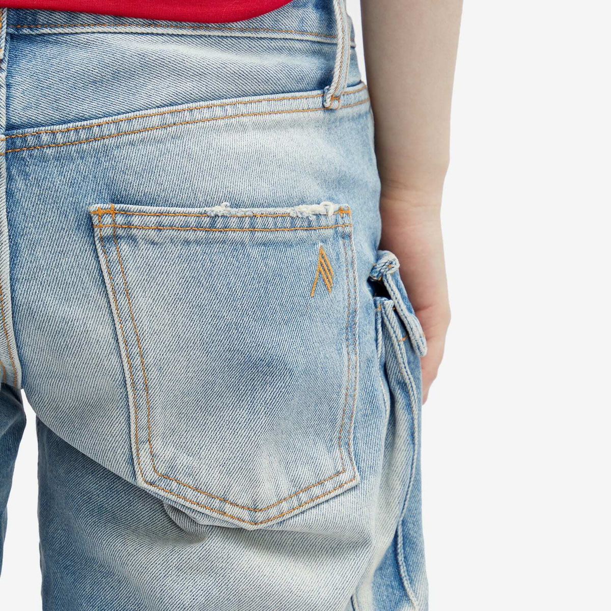 The Attico Women's Essie Long Denim Cargo Pants in Sky Blue