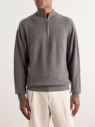 N.PEAL - Ribbed Cashmere Zip-Up Sweater - Gray
