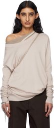 Ann Demeulemeester Beige Helle High-Comfort Sweater