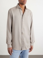 Brunello Cucinelli - Herringbone Cotton and Lyocell-Blend Shirt - Neutrals