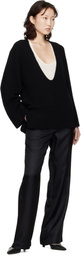 Loulou de Saison Black Gabe U Neck Ribbed Cashmere Sweater