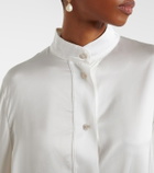 Oséree Bridal feather-trimmed satin shirt