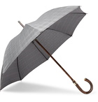 Kingsman - London Undercover Prince of Wales Checked Chestnut Wood-Handle Umbrella - Black