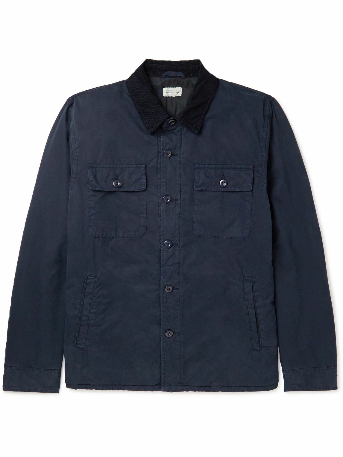 Hartford - Jemmy Padded Corduroy-Trimmed Cotton Jacket - Blue Hartford