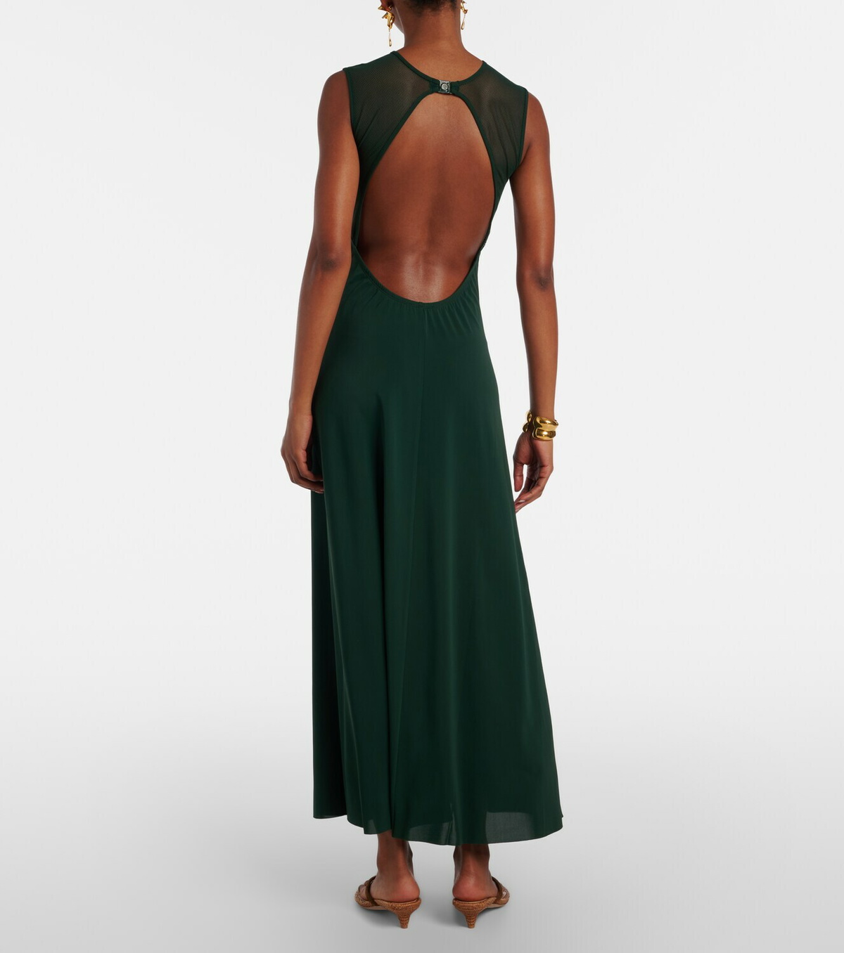 Eres Scene mesh-trimmed jersey maxi dress