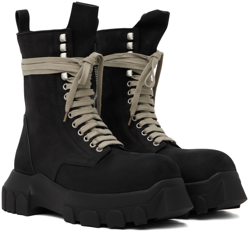Rick Owens Black Porterville Mega Tractor Boots Rick Owens