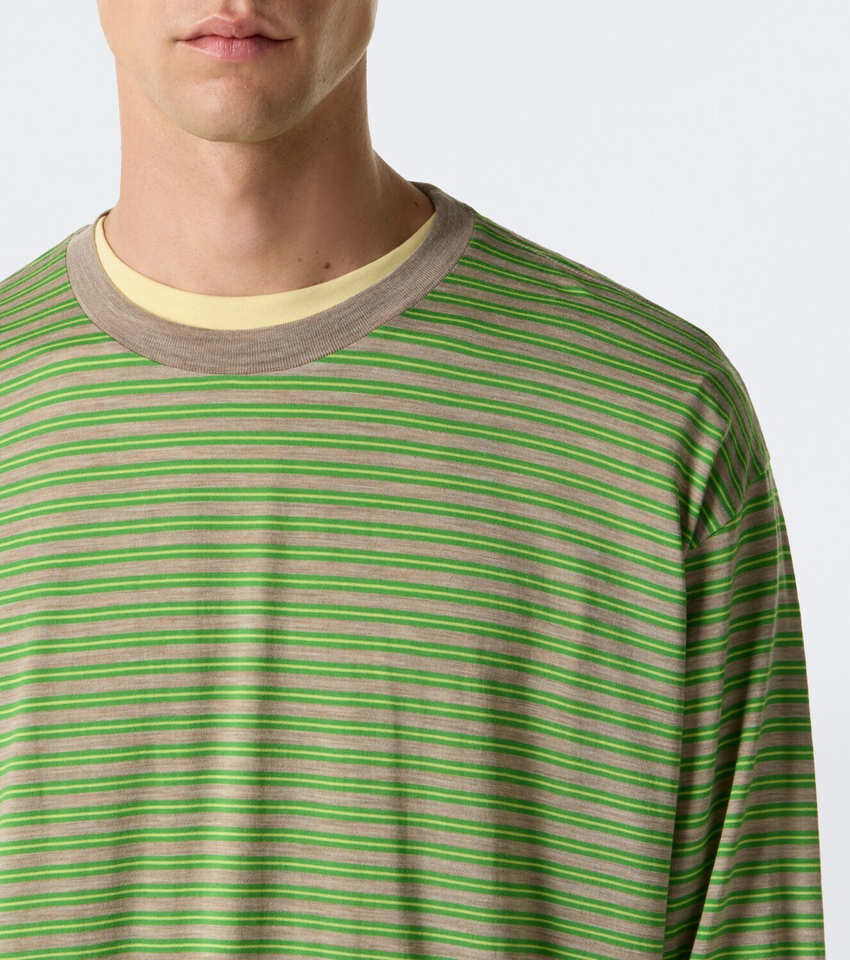 Auralee Striped wool T-shirt
