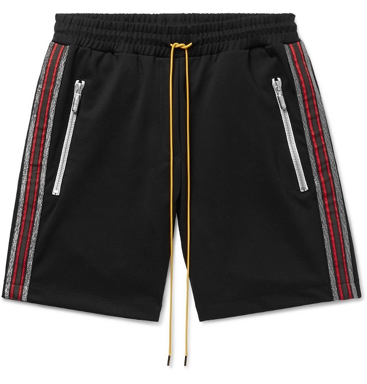 Photo: Rhude - Traxedo Webbing-Trimmed Stretch-Jersey Shorts - Black