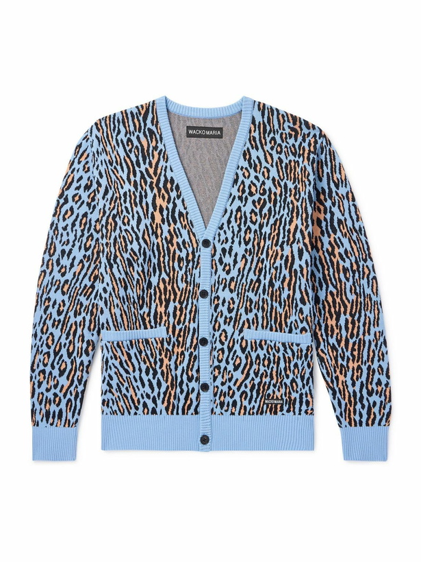 Photo: Wacko Maria - Leopard Cotton-Jacquard Cardigan - Blue