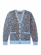 Wacko Maria - Leopard Cotton-Jacquard Cardigan - Blue